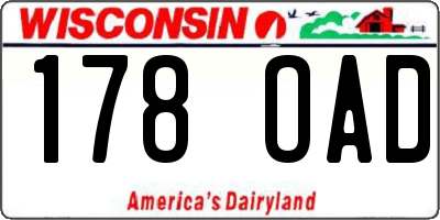 WI license plate 178OAD
