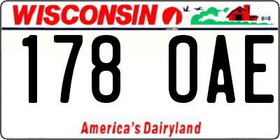 WI license plate 178OAE