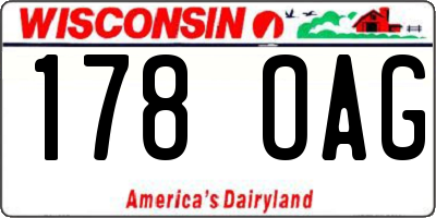 WI license plate 178OAG