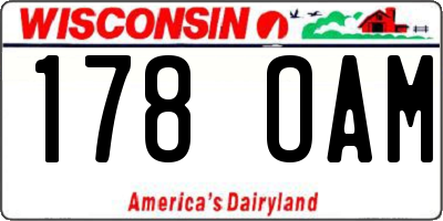 WI license plate 178OAM
