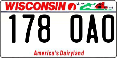 WI license plate 178OAO