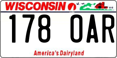 WI license plate 178OAR