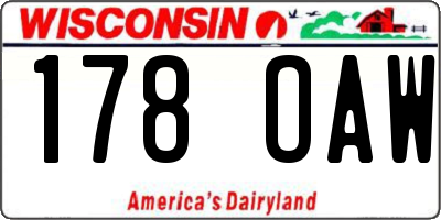 WI license plate 178OAW