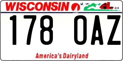 WI license plate 178OAZ