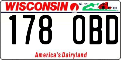 WI license plate 178OBD