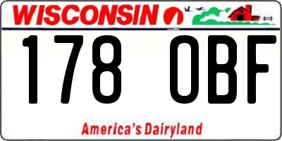 WI license plate 178OBF