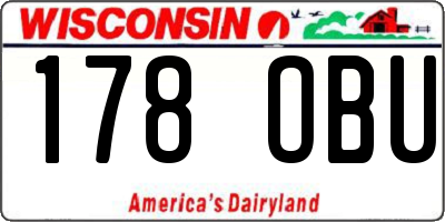 WI license plate 178OBU