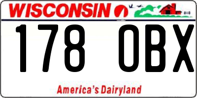 WI license plate 178OBX
