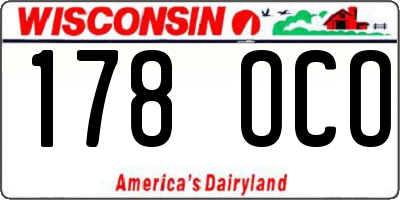 WI license plate 178OCO