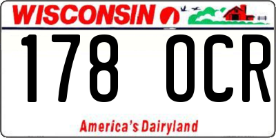 WI license plate 178OCR