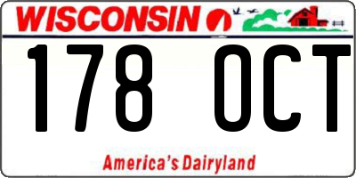 WI license plate 178OCT