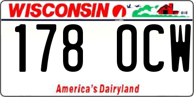 WI license plate 178OCW