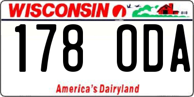 WI license plate 178ODA
