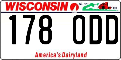 WI license plate 178ODD