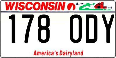 WI license plate 178ODY