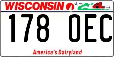 WI license plate 178OEC