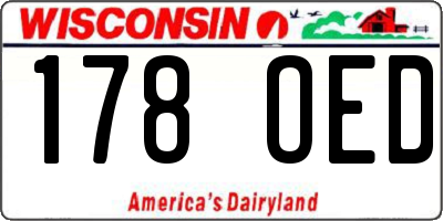 WI license plate 178OED