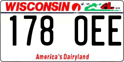WI license plate 178OEE