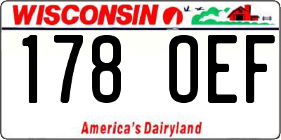 WI license plate 178OEF