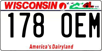 WI license plate 178OEM
