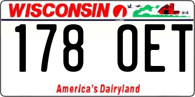 WI license plate 178OET