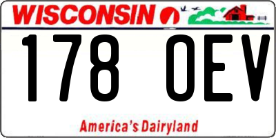 WI license plate 178OEV