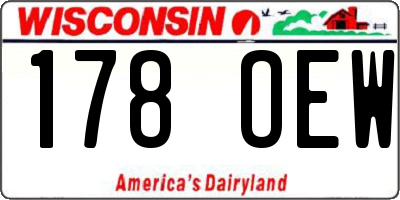 WI license plate 178OEW