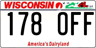 WI license plate 178OFF