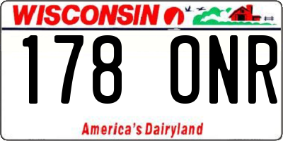 WI license plate 178ONR
