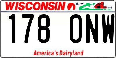 WI license plate 178ONW