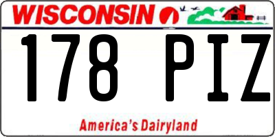 WI license plate 178PIZ