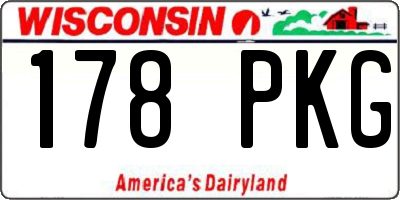 WI license plate 178PKG