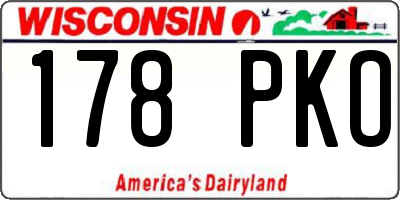 WI license plate 178PKO