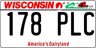 WI license plate 178PLC