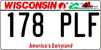 WI license plate 178PLF