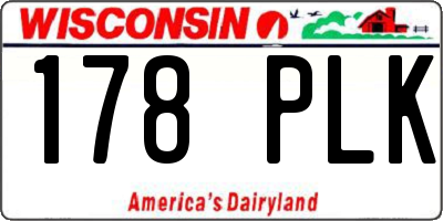 WI license plate 178PLK