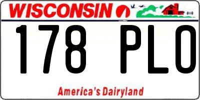 WI license plate 178PLO