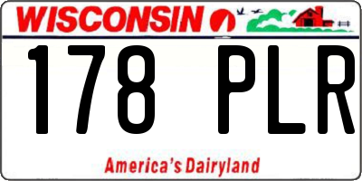 WI license plate 178PLR
