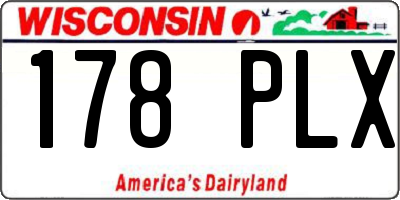 WI license plate 178PLX