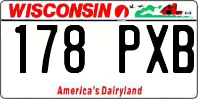 WI license plate 178PXB