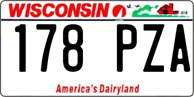 WI license plate 178PZA