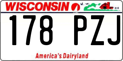 WI license plate 178PZJ