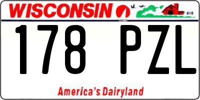 WI license plate 178PZL