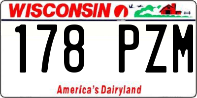 WI license plate 178PZM