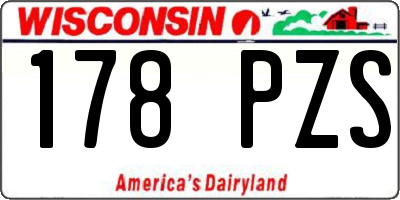 WI license plate 178PZS