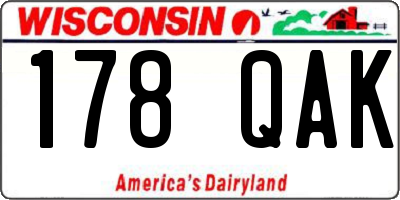 WI license plate 178QAK