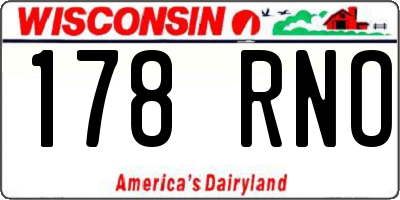WI license plate 178RNO