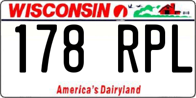 WI license plate 178RPL