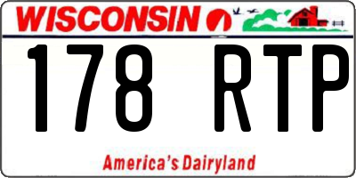 WI license plate 178RTP