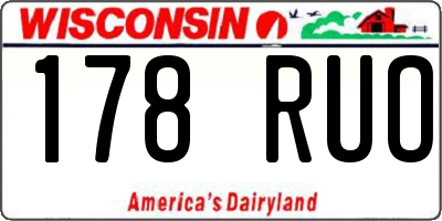 WI license plate 178RUO